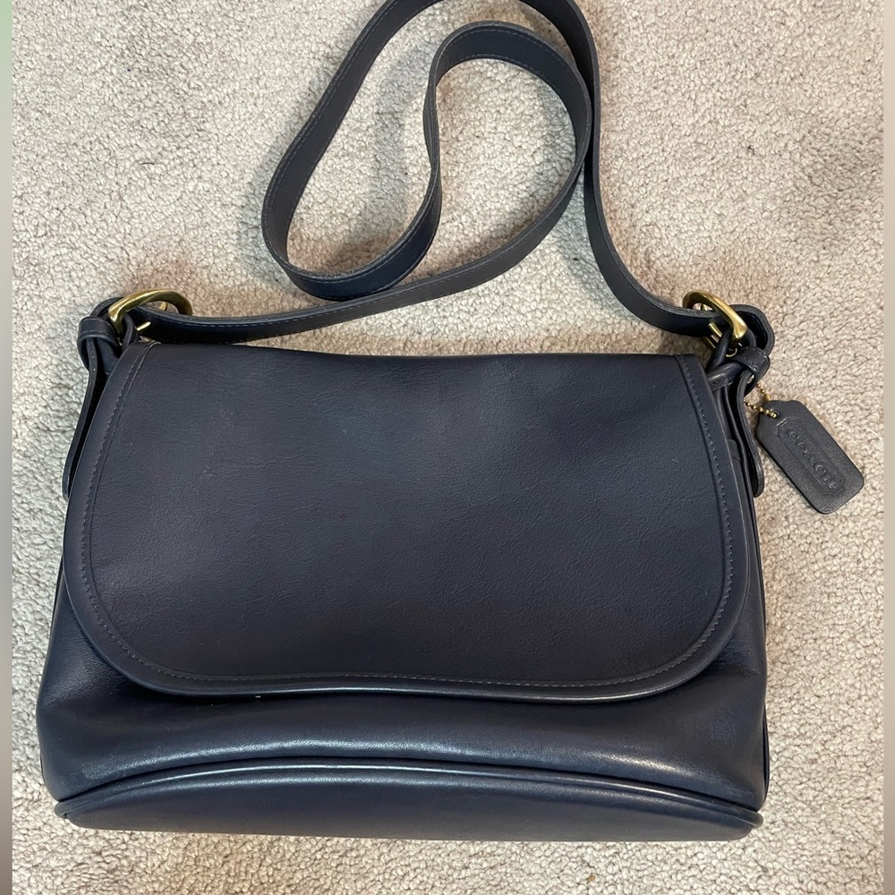 Vintage Navy Coach Fletcher Bag